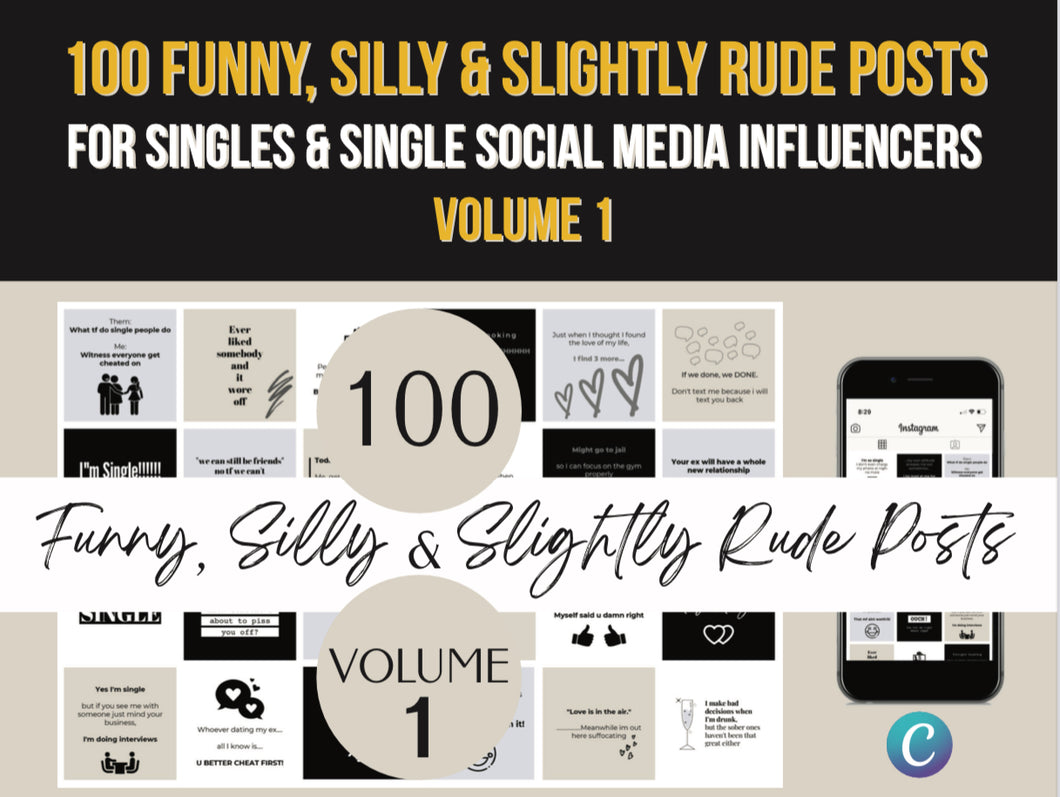 Single AF Influencer/Blogger Branding Kit - Funny, Silly & Slightly Rude! LOL - Vol 1